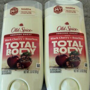 Old Spice Total Body Black Cherry & Bourbon 3oz Lot of 2